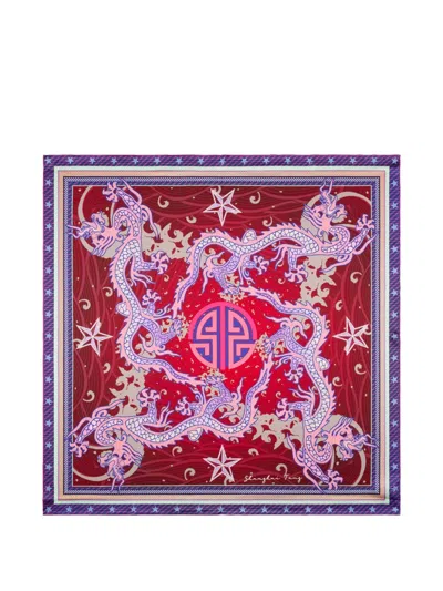 Shanghai Tang Flying Dragon Silk Scarf In Pink