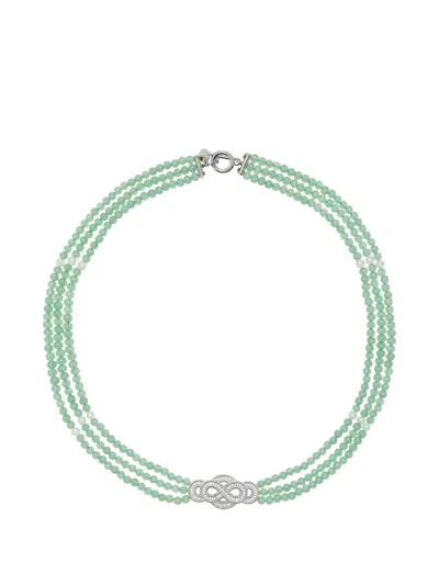 Shanghai Tang Fortune Infinite Knot Jade Necklace In Green