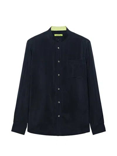 Shanghai Tang Fortune Mandarin-collar Chest-pocket Shirt In Blue