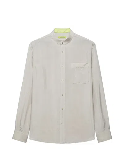 Shanghai Tang Fortune Mandarin-collar Chest-pocket Shirt In White