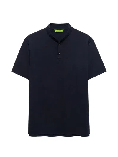 Shanghai Tang Fortune Mandarin-collar Polo Shirt In Blue