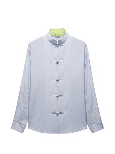 Shanghai Tang Fortune Tang Frog-fastening Shirt Jacket In Blue