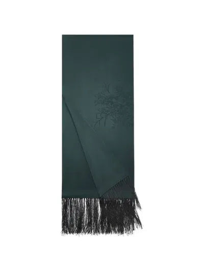 Shanghai Tang Fringed Scarf In Green