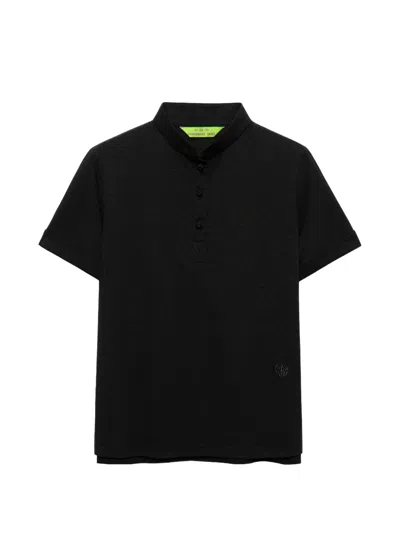 Shanghai Tang Frog-button Piqué Polo Shirt In Black