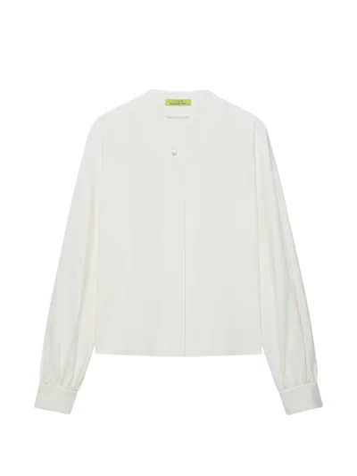 Shanghai Tang Frog-button Pleated-sleeve Blouse In White