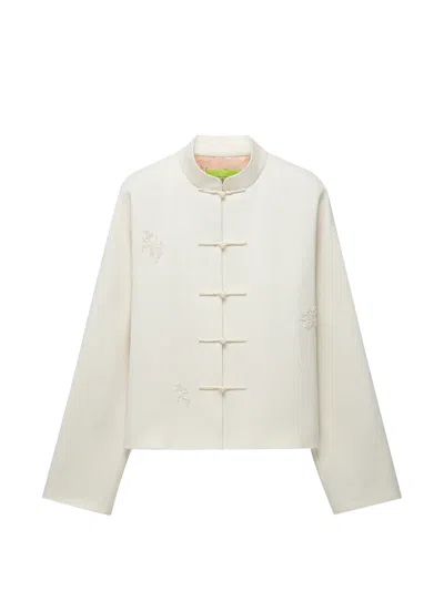 Shanghai Tang Frog-fastening Cropped Blazer In Neutral