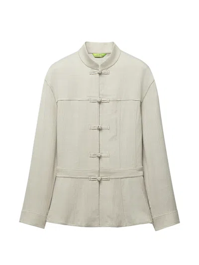 Shanghai Tang Frog-fastening Lace-up Jacket In Gray