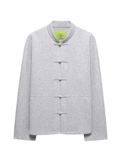 Shanghai Tang Frog-fastening Logo-embossed Jacket In Gray