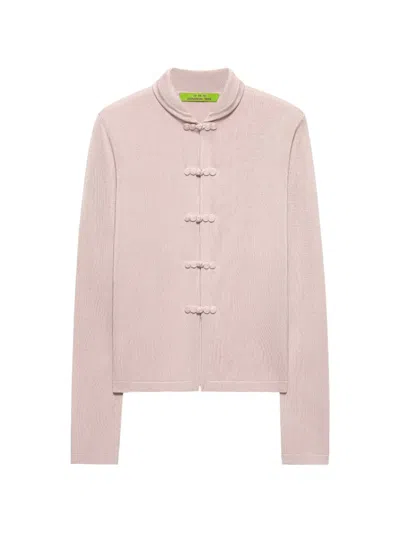 Shanghai Tang Frog-fastening Silk Cardigan In Pink