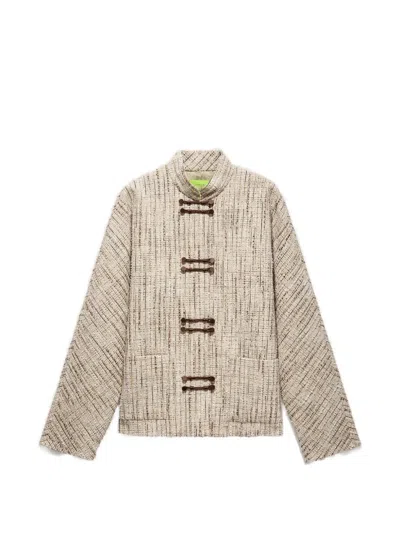 Shanghai Tang Front Toggle Jacket In Neutral