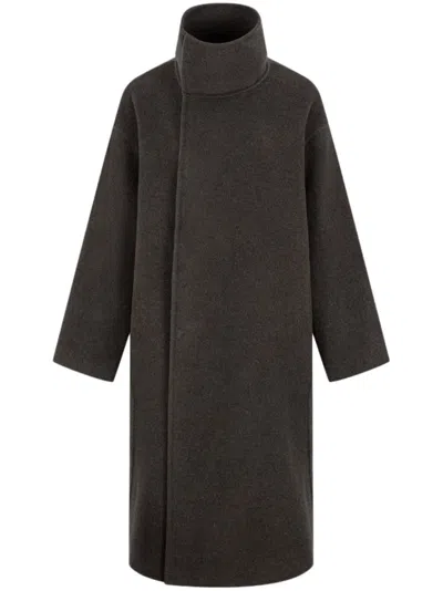 Shanghai Tang Funnel-neck Coat In Black
