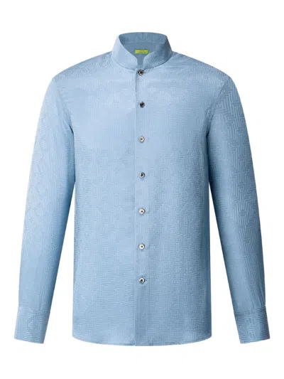 Shanghai Tang Geometric-jacquard Shirt In Blue