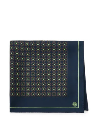 Shanghai Tang Geometric-print Mulberry Silk Pocket Square In Brown