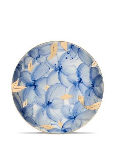 Shanghai Tang Ginger Flower Dinner Plate In Blue