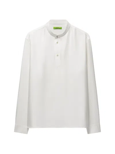 Shanghai Tang Herringbone-weave Half-placket T-shirt In Multi