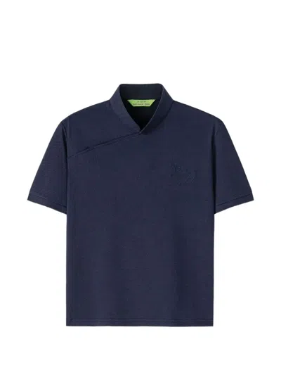 Shanghai Tang Horse-detail Polo Top In Blue
