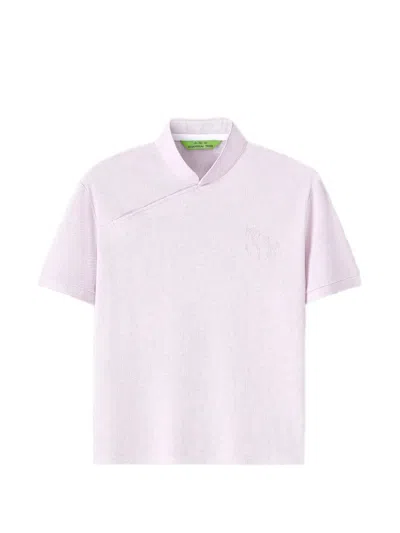 Shanghai Tang Horse-embroidered Polo Top In Pink