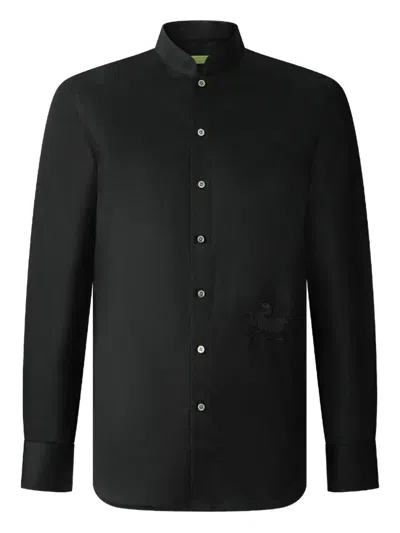 Shanghai Tang Horse-embroidered Shirt In Black