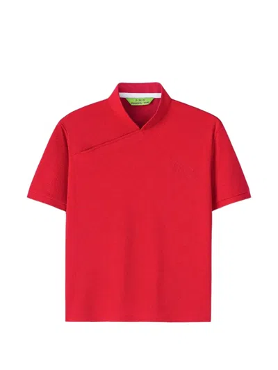 Shanghai Tang Horse-embroidery Polo Top In Red