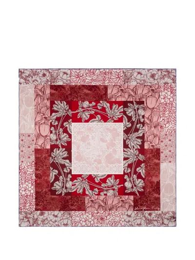 Shanghai Tang Hui-print Silk Scarf In Red
