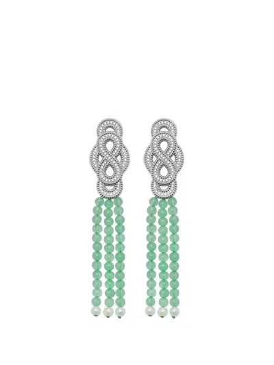 Shanghai Tang Infinite Knot Beaded Earrings In Green