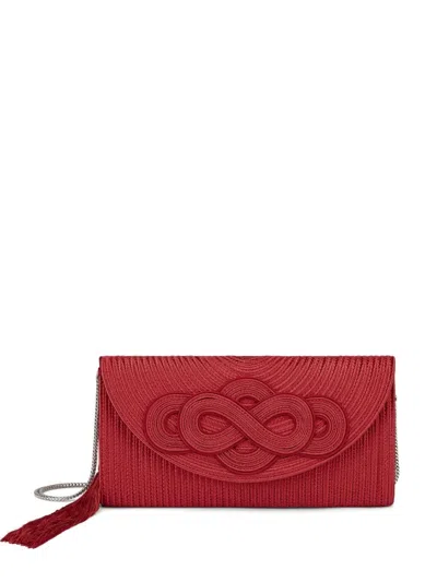 Shanghai Tang Infinity Knot Tassel Clutch Bag In Red