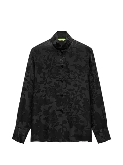Shanghai Tang Jacquard Blouse In Black