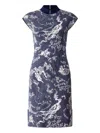 Shanghai Tang Jacquard-print Qipao Dress In Blue