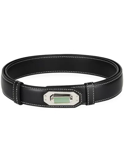 Shanghai Tang Jade Lock Leather Belt In Black
