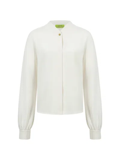 Shanghai Tang Jade Long-sleeve Blouse In White