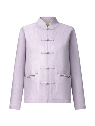 Shanghai Tang Knot Button Cardigan In Purple