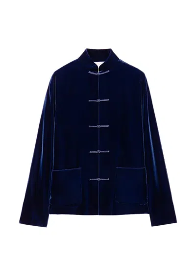 Shanghai Tang Knot-button Pocket Jacket In Blue