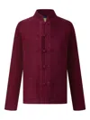 Shanghai Tang Knot Button Tang Cardigan In Burgundy