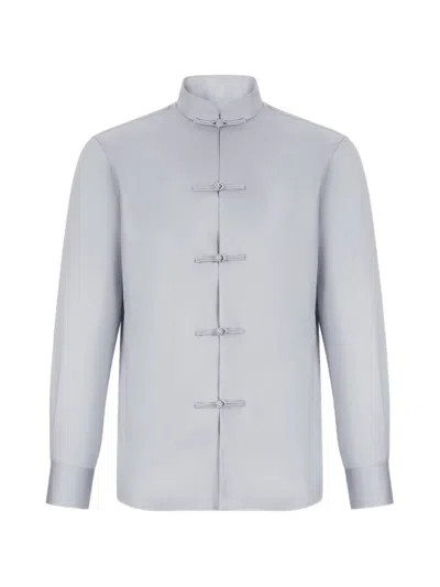 Shanghai Tang Knot-button Shirt In Blue