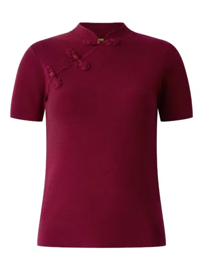 Shanghai Tang Knotted-detail Qipao Top In Red