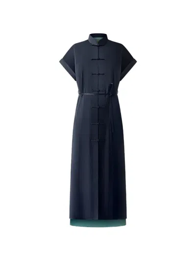 Shanghai Tang Knotted Silk Tang Dress In Blue