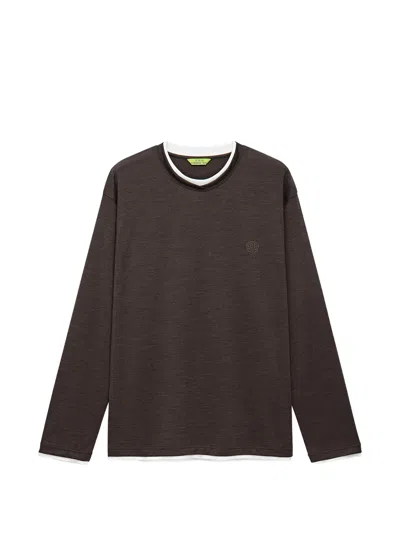 Shanghai Tang Layered-effect Long-sleeve T-shirt In Brown
