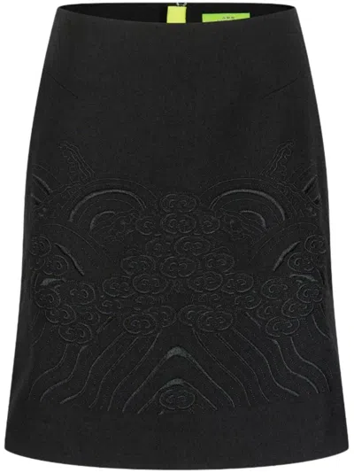 Shanghai Tang Lishui Embroidered Mini Skirt In Black