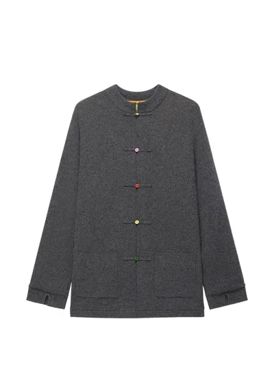 Shanghai Tang Lucky Egg Tang Cashmere Cardigan In Gray