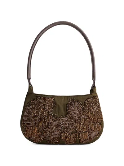 Shanghai Tang Lune Bead-embellished Shoulder Bag In Brown