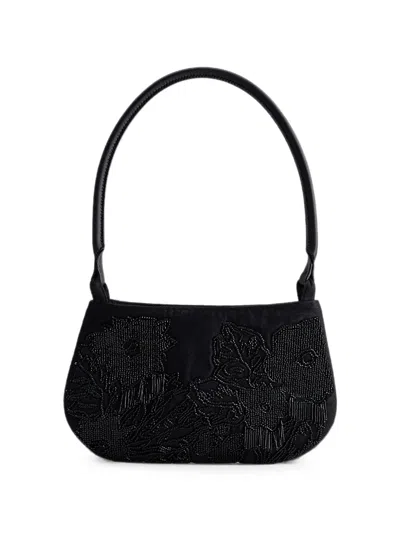 Shanghai Tang Lune Bead-embellished Shoulder Bag In Black