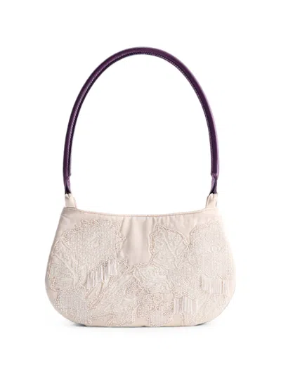 Shanghai Tang Lune Bead-embellished Shoulder Bag In White