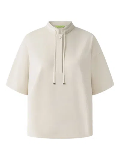 Shanghai Tang Mandarin-collar Tie-neck Blouse In White