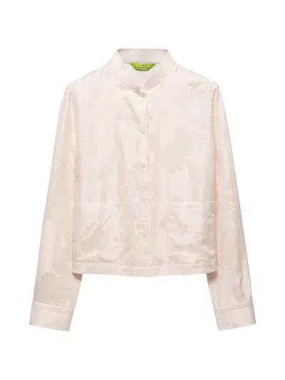 Shanghai Tang Mandarin-collar Jacquard Blouse In Neutral