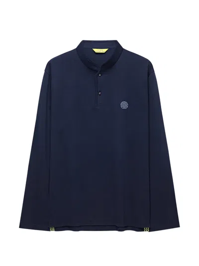 Shanghai Tang Mandarin-collar Long-sleeve T-shirt In Blue