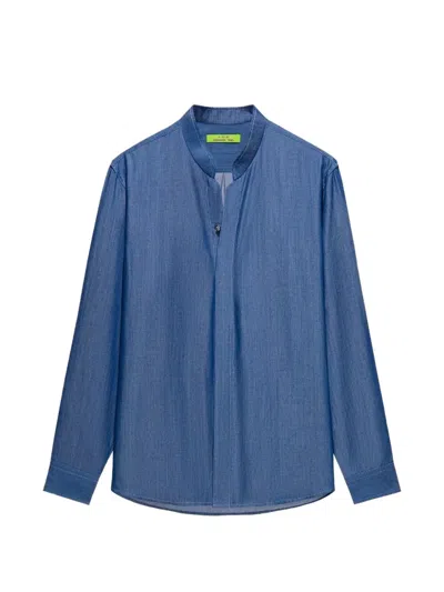 Shanghai Tang Mandarin-collar Shirt In Blue