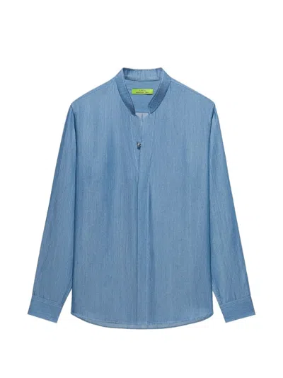Shanghai Tang Mandarin-collar Shirt In Blue