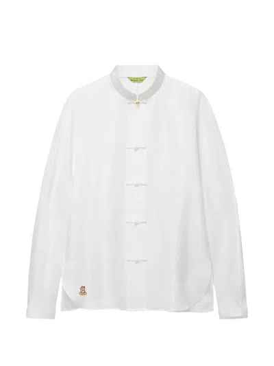 Shanghai Tang Meow Meow Tang Frog-fastening Silk Blouse In White