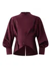 Shanghai Tang Mock-neck Balloon-sleeve Top In Purple