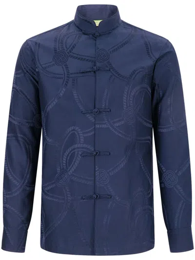 Shanghai Tang Patterned-jacquard Shirt In Blue